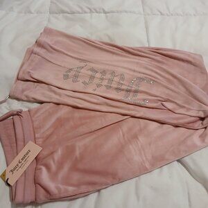Juicy Couture Light Pink Velour Lounge Pants - Logo on Leg
